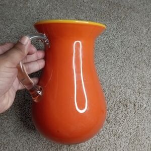 GORGEOUS Czech Bohemian Art Glass Bittersweet 9" Pitcher.